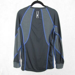 Mizuno Breath Thermo Mens M Long Sleeve Training Top Shirt Black Blue Gray